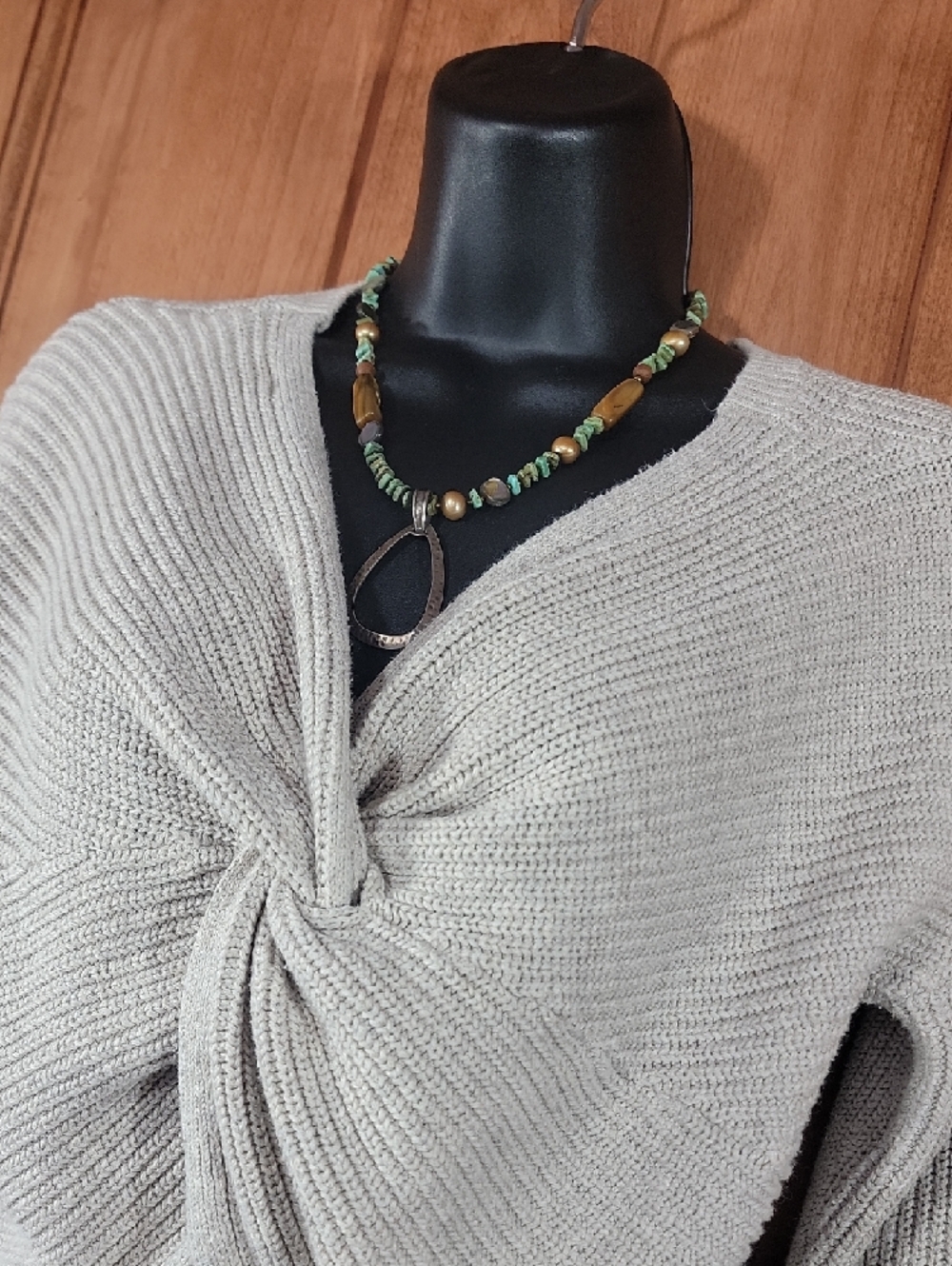 Beige Twist Front Sweater